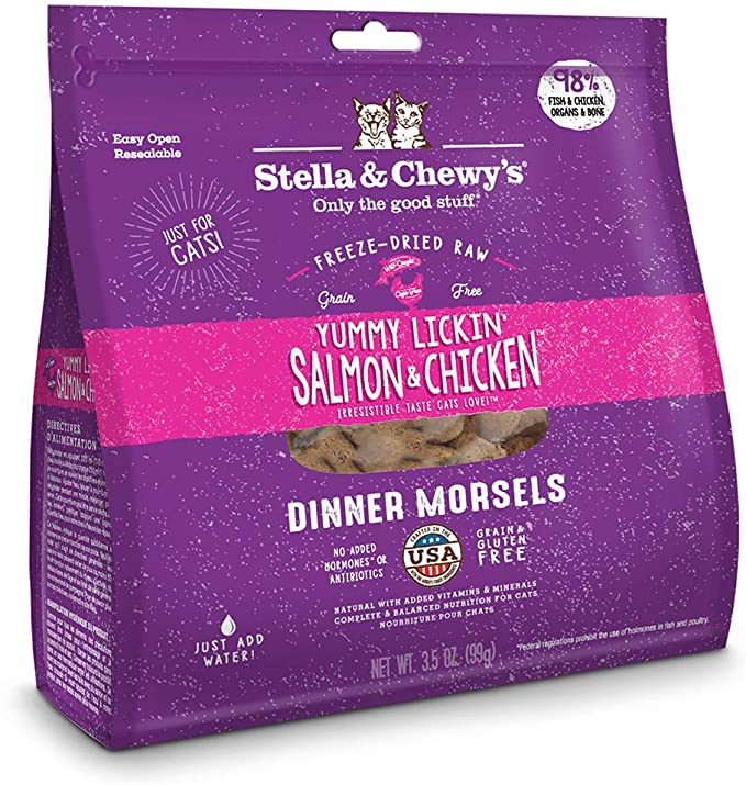 Stella & Chewy's Yummy Lickin' Salmon & Chicken Dinner Morsels Freeze-Dried Raw Cat Food