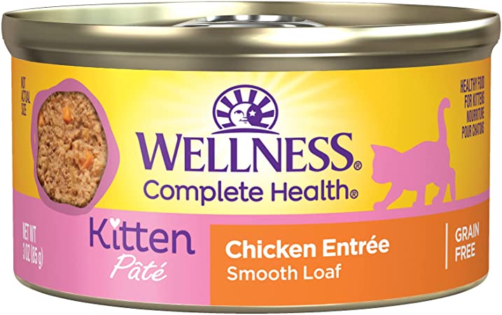 Wellness Natural Pet Food Grain-Free Wet Canned Meals, Pate Recipe Kitten Formula