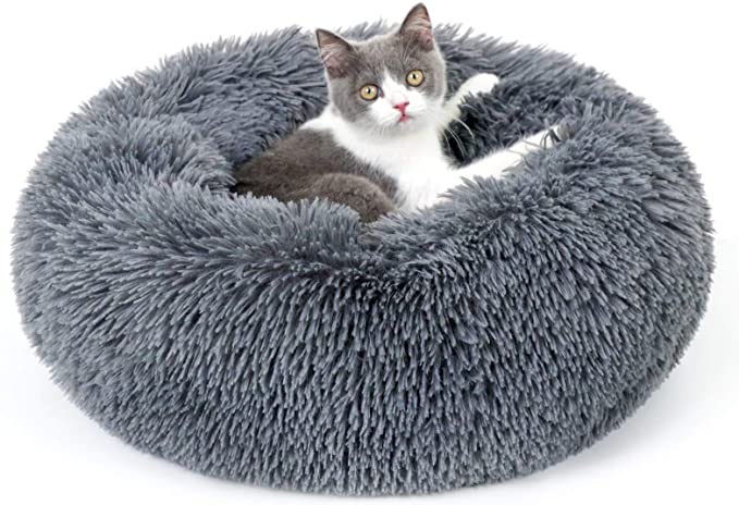 Rabbitgoo Soft Plush Donut Cuddler Cushion Pet Bed