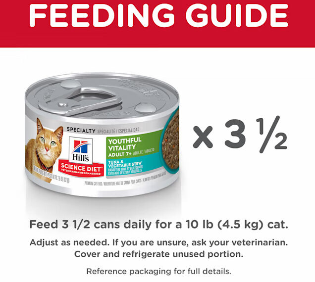 How to feed your Cat with Hill's Science Diet Adult 7+ Healthy Cuisine Braised Beef, Carrots & Peas Stew